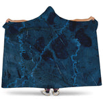 Dark Blue Marble Print Hooded Blanket
