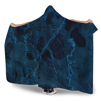 Dark Blue Marble Print Hooded Blanket