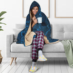 Dark Blue Marble Print Hooded Blanket