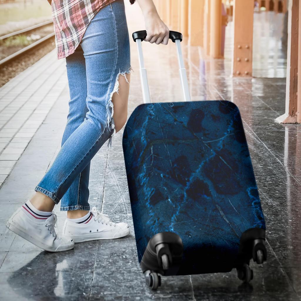 Dark Blue Marble Print Luggage Cover GearFrost