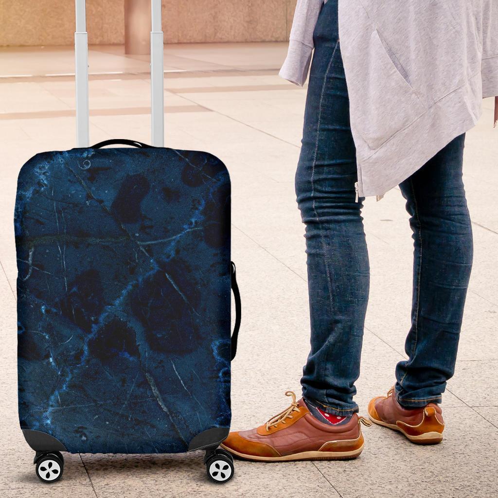 Dark Blue Marble Print Luggage Cover GearFrost