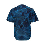 Dark Blue Marble Print Men's Baseball Jersey