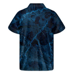 Dark Blue Marble Print Men's Short Sleeve Shirt