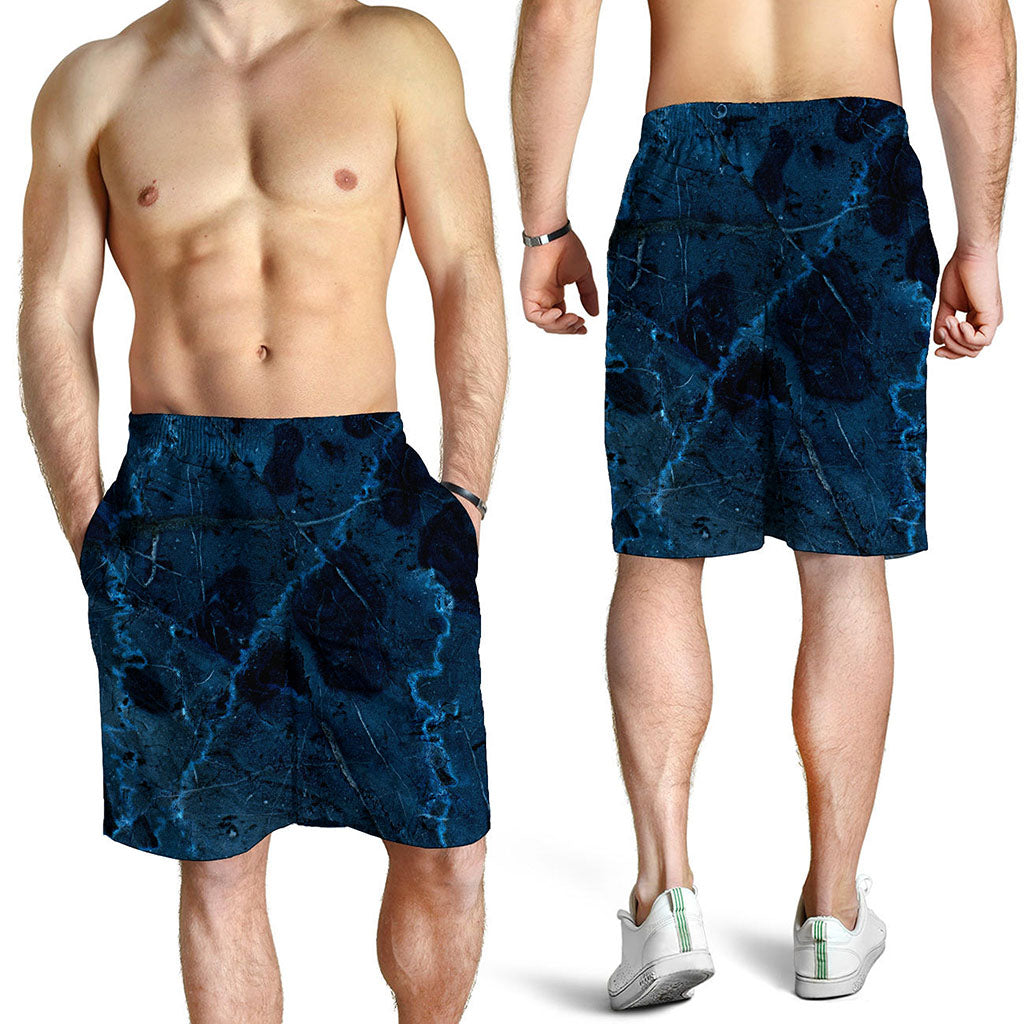Dark Blue Marble Print Men's Shorts