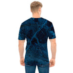 Dark Blue Marble Print Men's T-Shirt