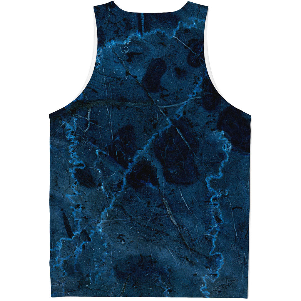 Dark Blue Marble Print Men's Tank Top