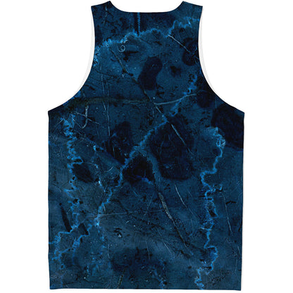Dark Blue Marble Print Men's Tank Top