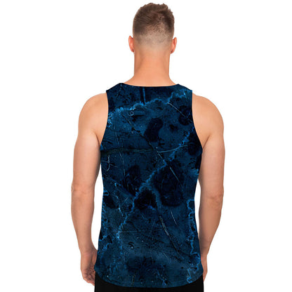 Dark Blue Marble Print Men's Tank Top