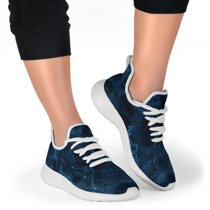 Dark Blue Marble Print Mesh Knit Shoes GearFrost