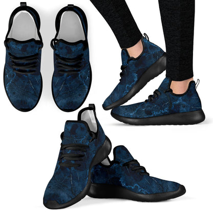 Dark Blue Marble Print Mesh Knit Shoes GearFrost