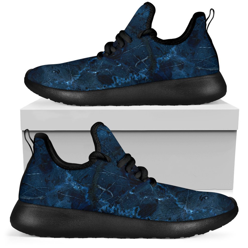 Dark Blue Marble Print Mesh Knit Shoes GearFrost