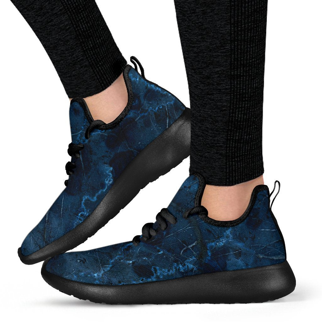Dark Blue Marble Print Mesh Knit Shoes GearFrost