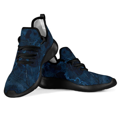 Dark Blue Marble Print Mesh Knit Shoes GearFrost