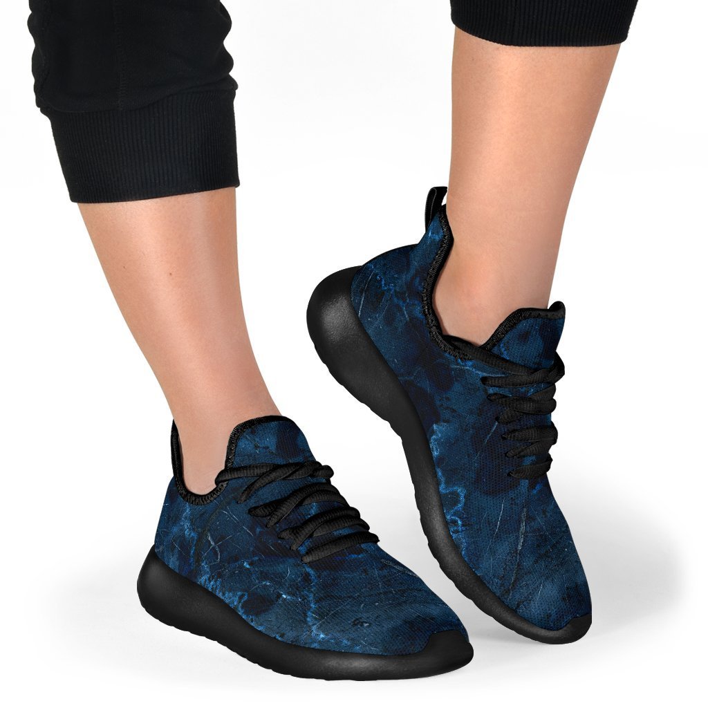 Dark Blue Marble Print Mesh Knit Shoes GearFrost