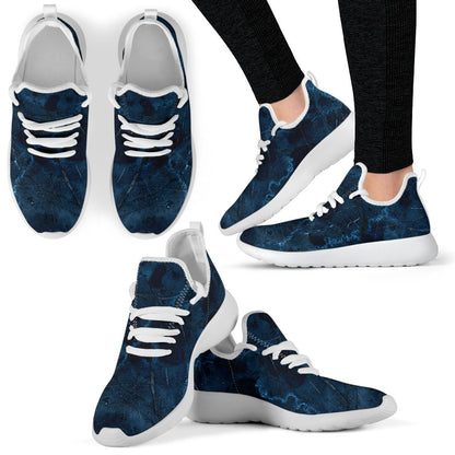 Dark Blue Marble Print Mesh Knit Shoes GearFrost