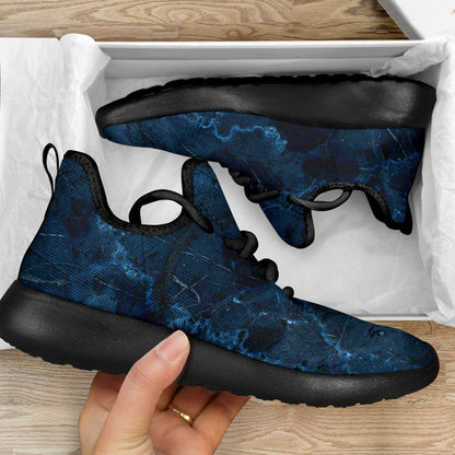 Dark Blue Marble Print Mesh Knit Shoes GearFrost