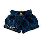 Dark Blue Marble Print Muay Thai Boxing Shorts