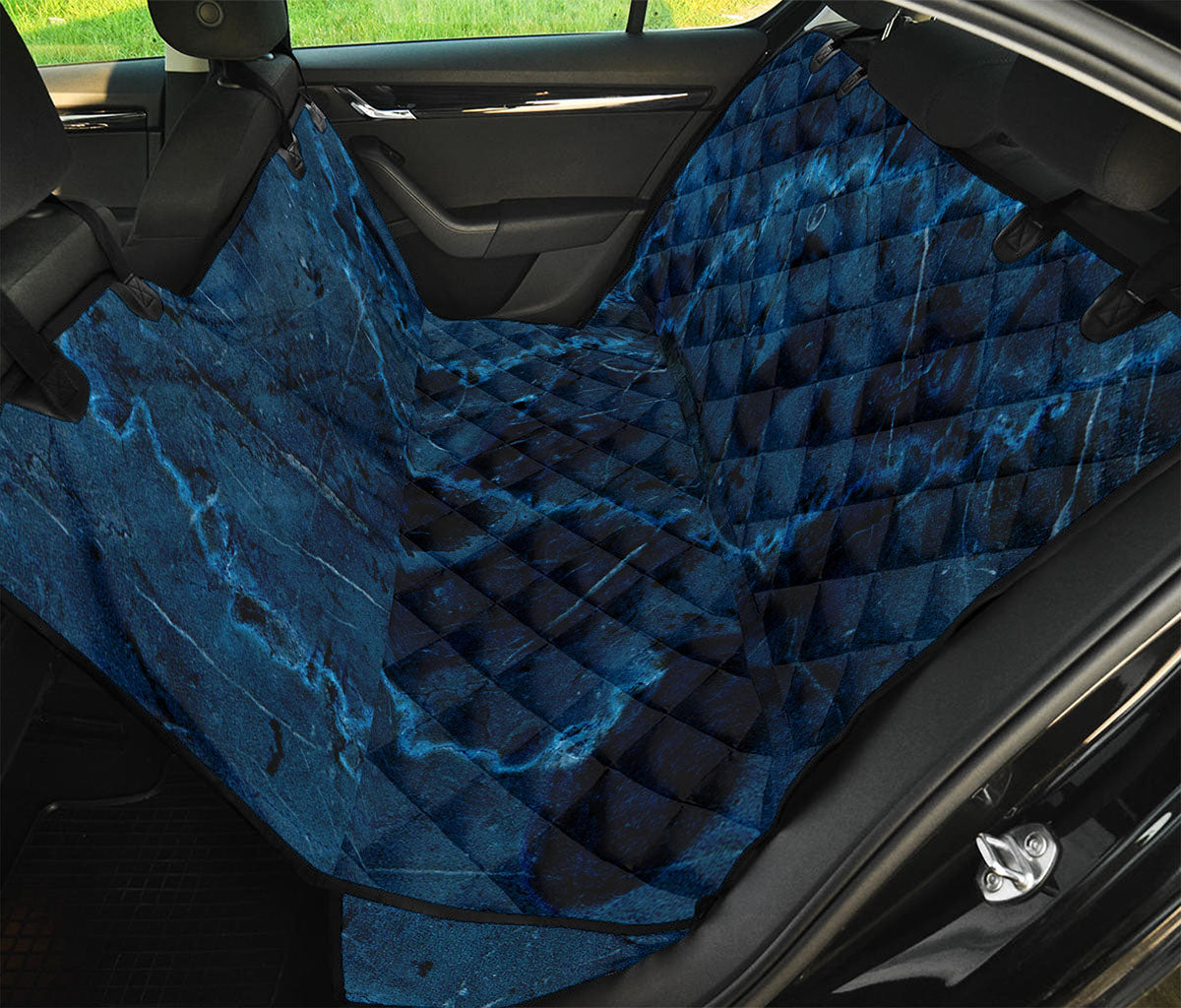 Dark Blue Marble Print Pet Car Back Seat Cover