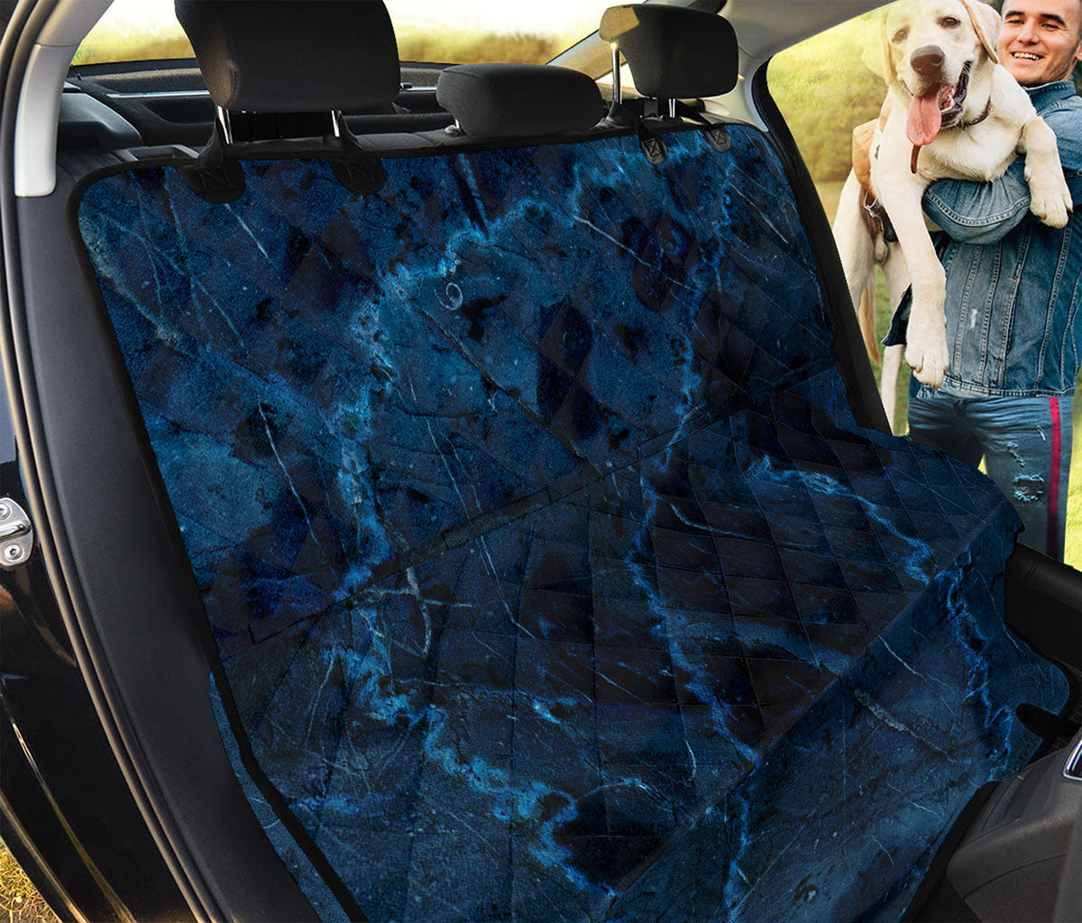 Dark Blue Marble Print Pet Car Back Seat Cover