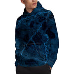Dark Blue Marble Print Pullover Hoodie