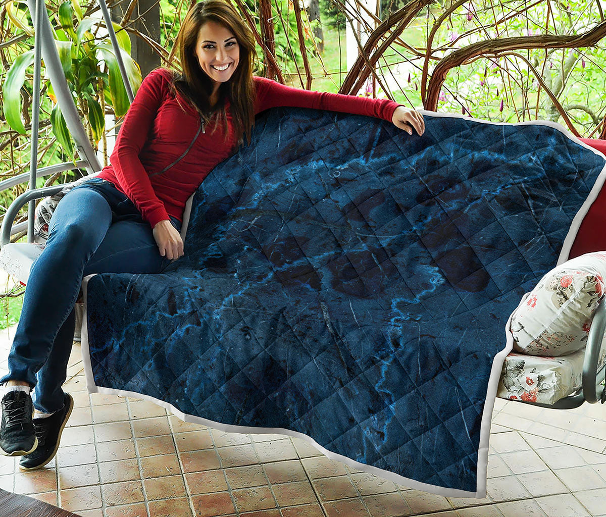 Dark Blue Marble Print Quilt