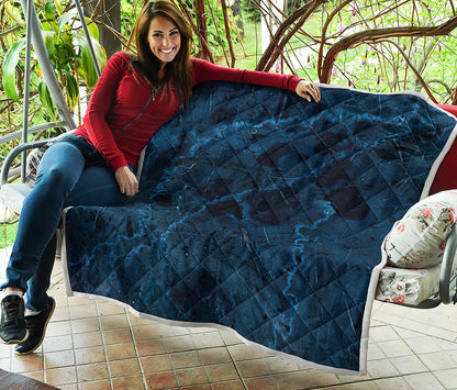 Dark Blue Marble Print Quilt