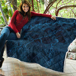 Dark Blue Marble Print Quilt