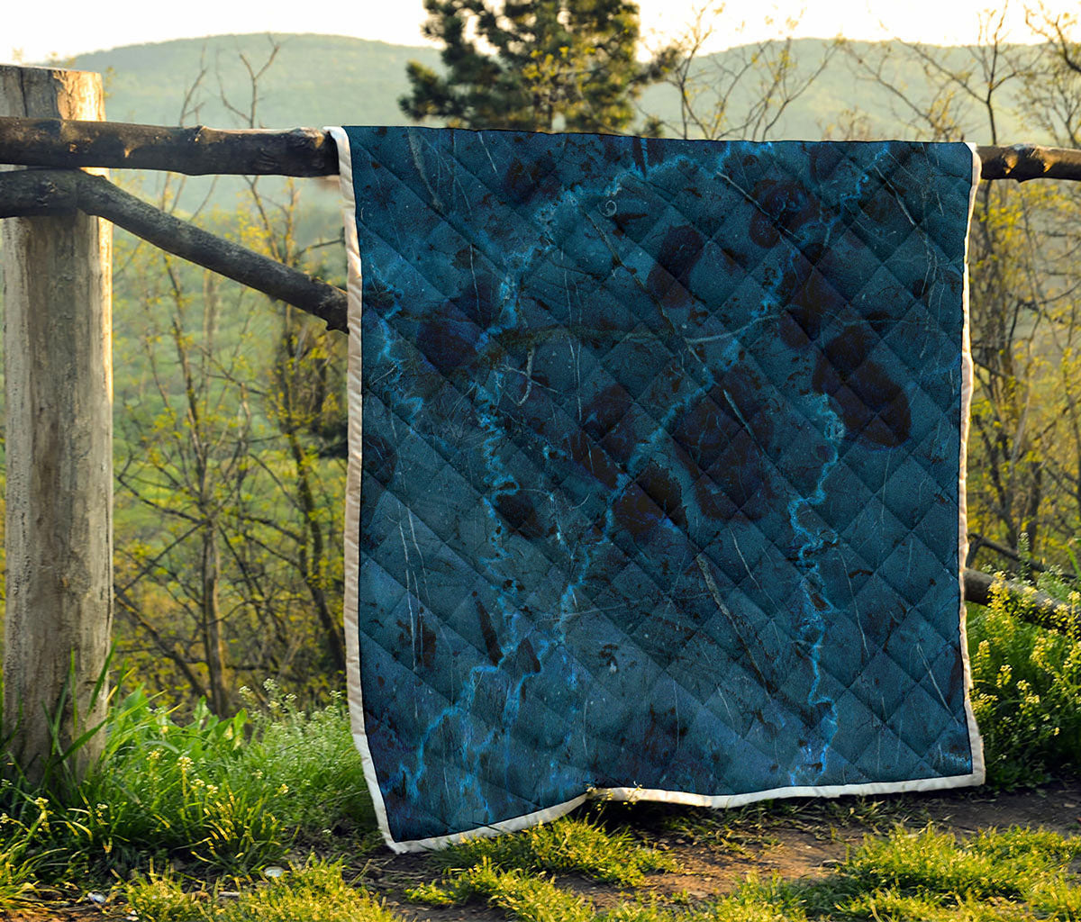 Dark Blue Marble Print Quilt