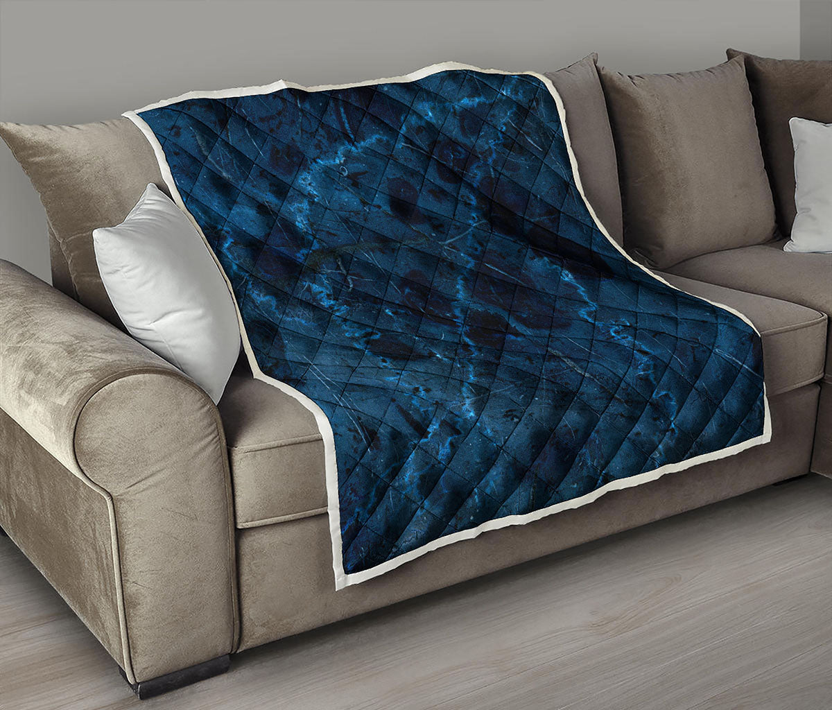 Dark Blue Marble Print Quilt