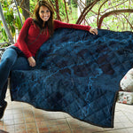 Dark Blue Marble Print Quilt