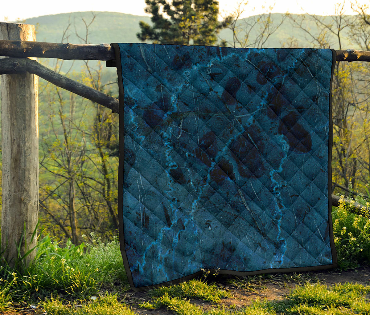 Dark Blue Marble Print Quilt