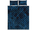 Dark Blue Marble Print Quilt Bed Set