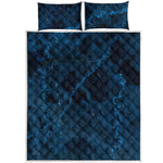 Dark Blue Marble Print Quilt Bed Set