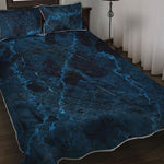 Dark Blue Marble Print Quilt Bed Set