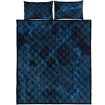Dark Blue Marble Print Quilt Bed Set