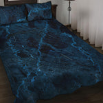 Dark Blue Marble Print Quilt Bed Set