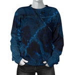 Dark Blue Marble Print Women's Crewneck Sweatshirt GearFrost