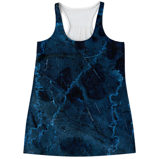 Dark Blue Marble Print Women's Racerback Tank Top