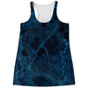 Dark Blue Marble Print Women's Racerback Tank Top