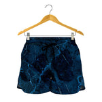 Dark Blue Marble Print Women's Shorts