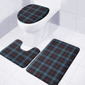 Dark Blue Tartan Pattern Print 3 Piece Bath Mat Set