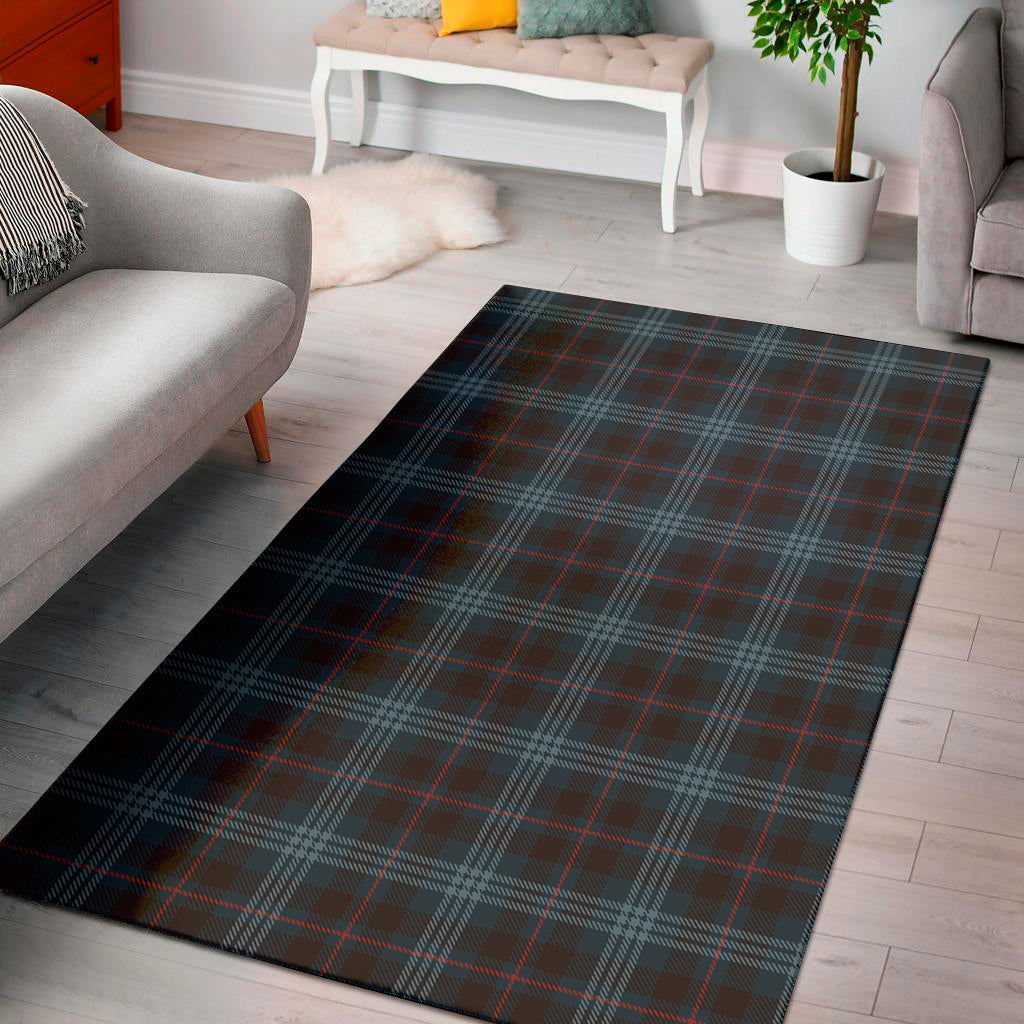 Dark Blue Tartan Pattern Print Area Rug