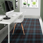 Dark Blue Tartan Pattern Print Area Rug