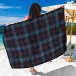 Dark Blue Tartan Pattern Print Beach Sarong Wrap