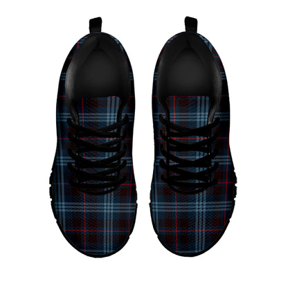 Dark Blue Tartan Pattern Print Black Sneakers
