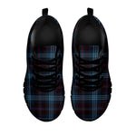 Dark Blue Tartan Pattern Print Black Sneakers