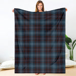 Dark Blue Tartan Pattern Print Blanket