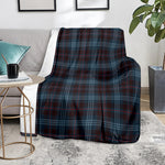 Dark Blue Tartan Pattern Print Blanket