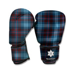 Dark Blue Tartan Pattern Print Boxing Gloves