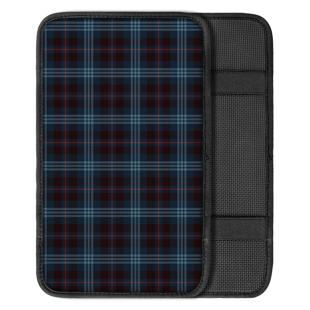 Dark Blue Tartan Pattern Print Car Center Console Cover